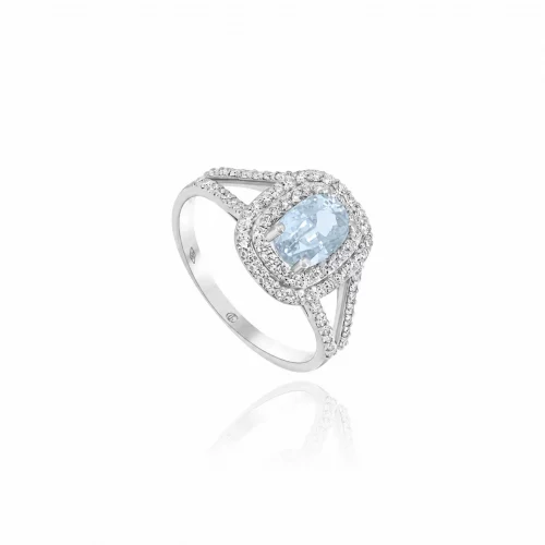Anello con Acquamarina e Diamanti