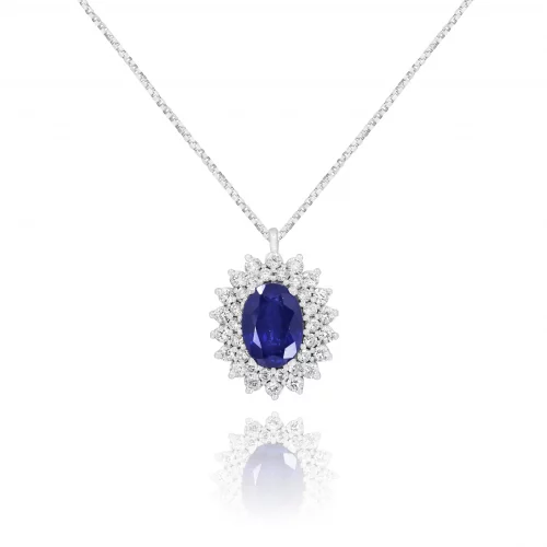 Pendente con Zaffiro e Diamanti