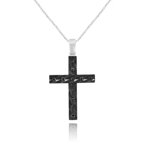 Pendente Croce con Diamanti Neri