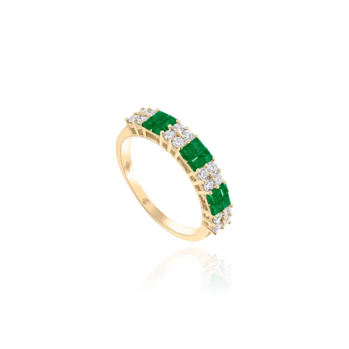 Anello Con Smeraldi e Diamanti