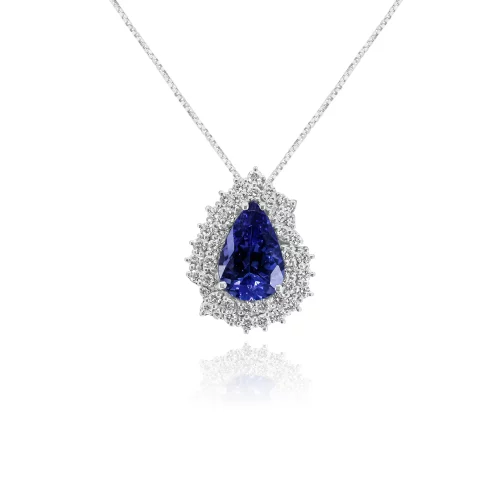 Pendente Goccia con Tanzanite e Diamanti