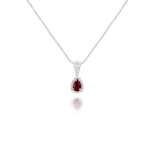 Pendente Goccia con Rubino e Diamanti