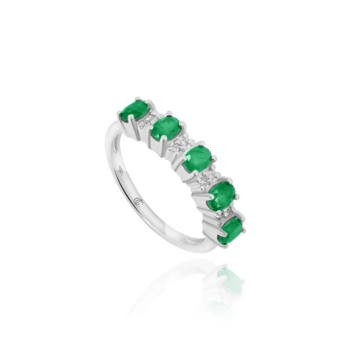 Anello Veretta con Smeraldi e Diamanti