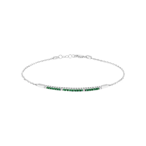 Bracciale Mezzo Tennis con Smeraldi e Diamanti