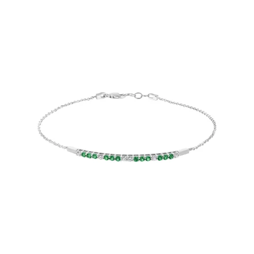 Bracciale Mezzo Tennis con Smeraldi e Diamanti
