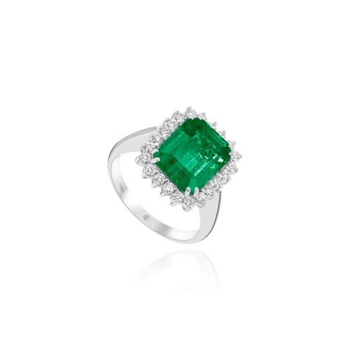 Anello con Smeraldo e Diamanti