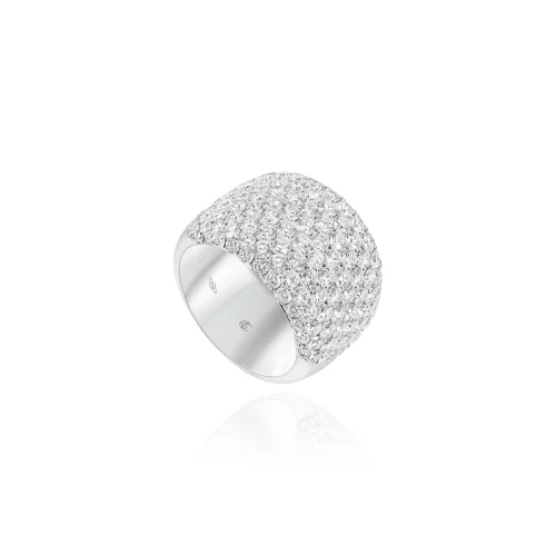 Anello Pavè a Fascia Larga con Diamanti