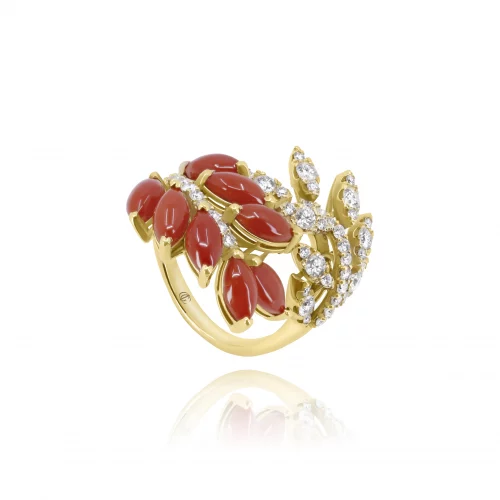Anello con Coralli e Diamanti