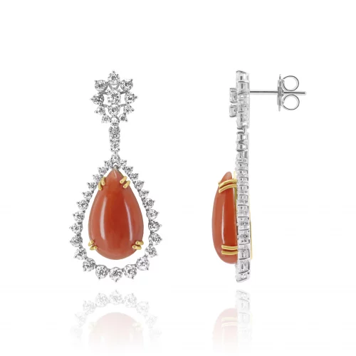 Orecchini con Coralli e Diamanti