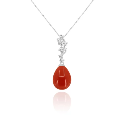 Pendente con Corallo e Diamanti