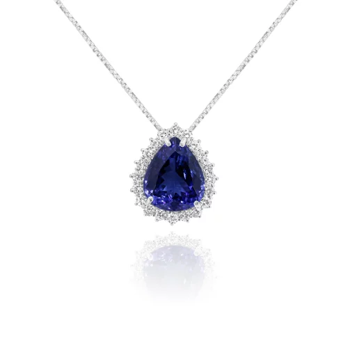 Pendente Goccia con Tanzanite e Diamanti