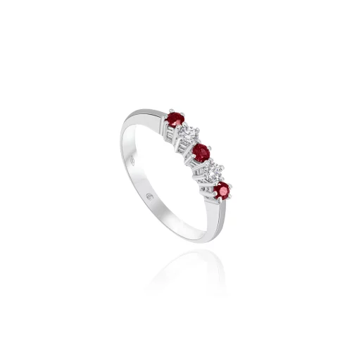 Anello Veretta con Rubini e Diamanti