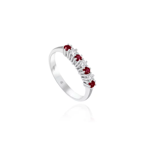 Anello Veretta con Rubini e Diamanti