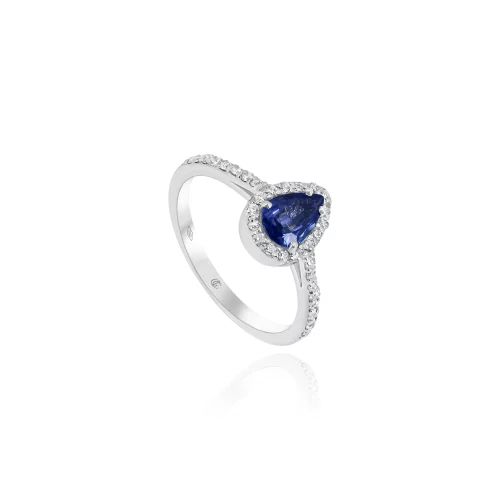 Anello Goccia con Zaffiro e Diamanti