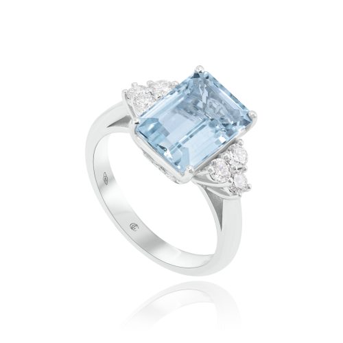 Anello con Acquamarina e Diamanti