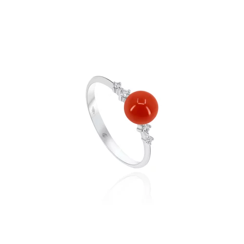 Anello con Corallo e Diamanti