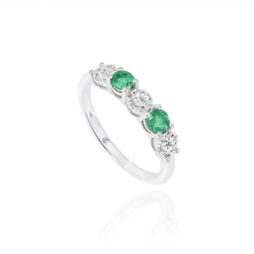 Anello Veretta con Smeraldi e Diamanti