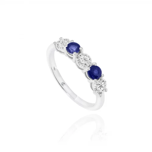 Anello Veretta con Zaffiri e Diamanti