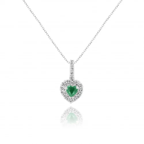 Pendente Cuore con Smeraldo e Diamanti
