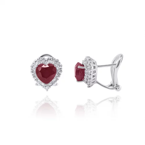 Orecchini Cuore con Rubini e Diamanti
