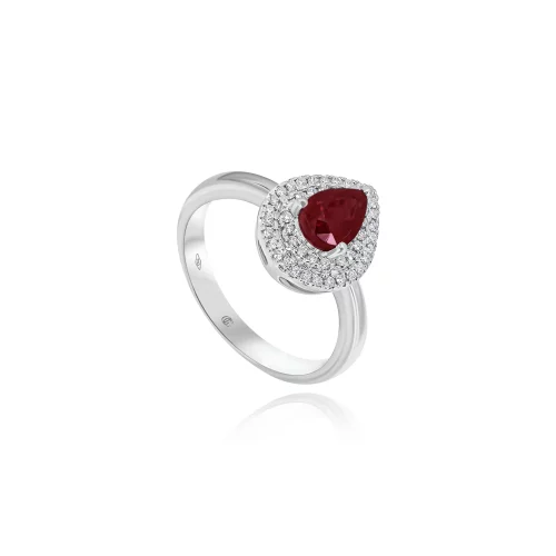 Anello Goccia con Rubino e Diamanti