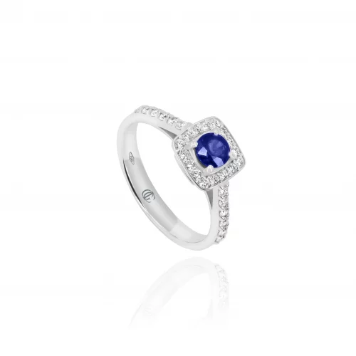 Anello con Zaffiro e Diamanti