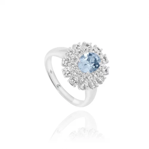 Anello con Acquamarina e Diamanti