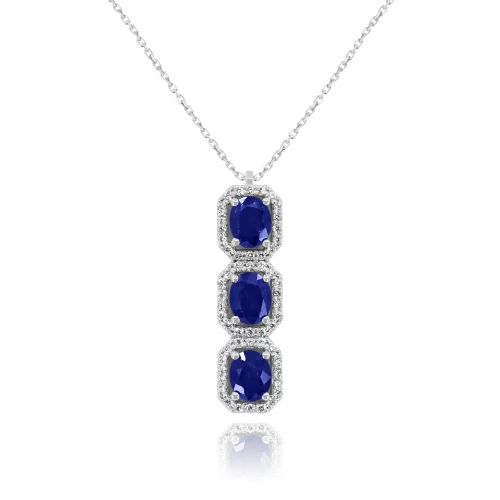 Pendente Trilogy con Zaffiri e Diamanti