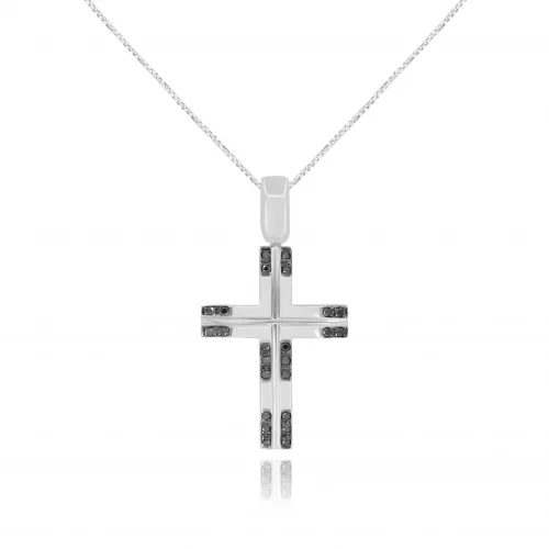 Pendente Croce con Diamanti Neri