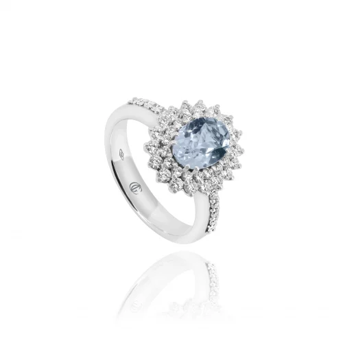 Anello con Acquamarina e Diamanti