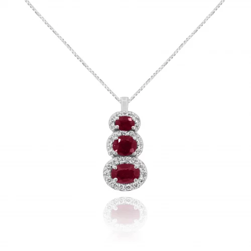 Pendente Trilogy con Rubini e Diamanti