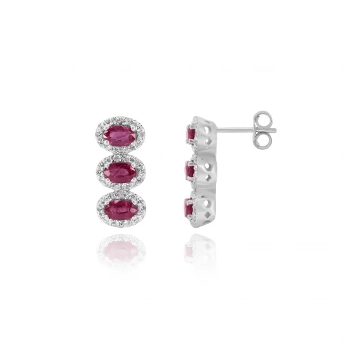 Orecchini Trilogy con Rubini e Diamanti