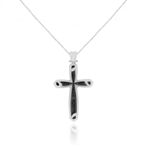 Pendente Croce con Diamanti Neri