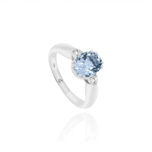 Anello con Acquamarina e Diamanti