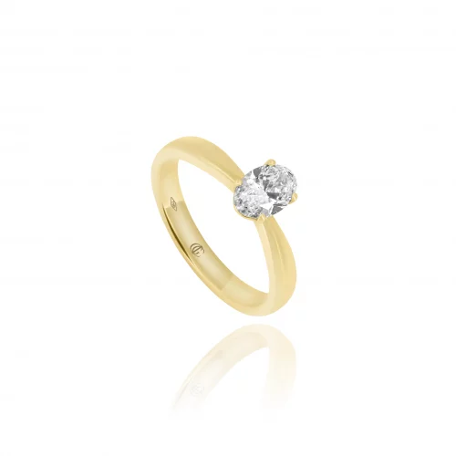 Anello Solitario con Diamante Ovale