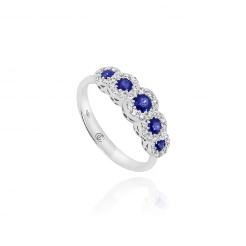 Anello Veretta con Zaffiri e Diamanti