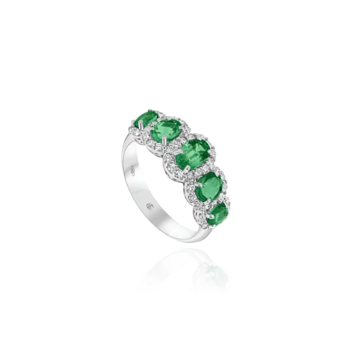 Anello Veretta con Smeraldi e Diamanti
