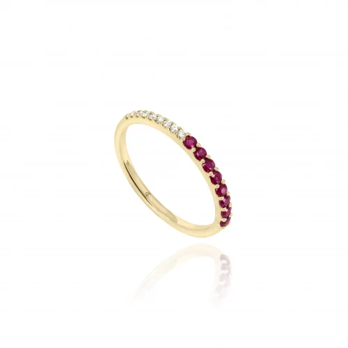 Anello Veretta con Rubini e Diamanti