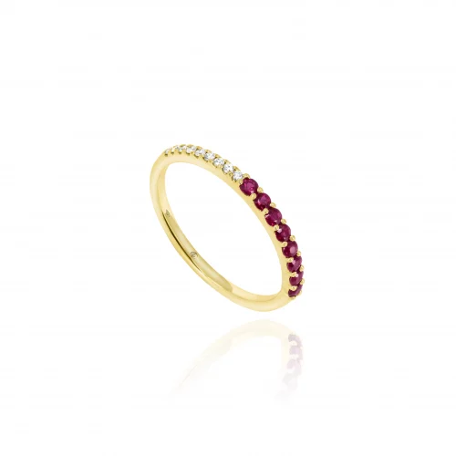Anello Veretta con Rubini e Diamanti