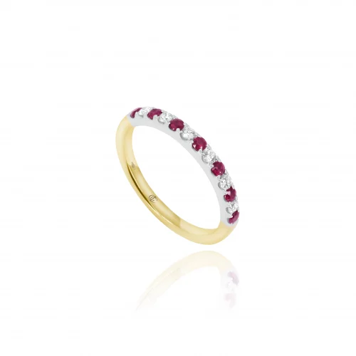 Anello Veretta con Rubini e Diamanti