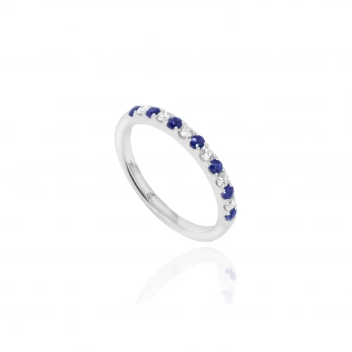 Anello Veretta con Zaffiri e Diamanti