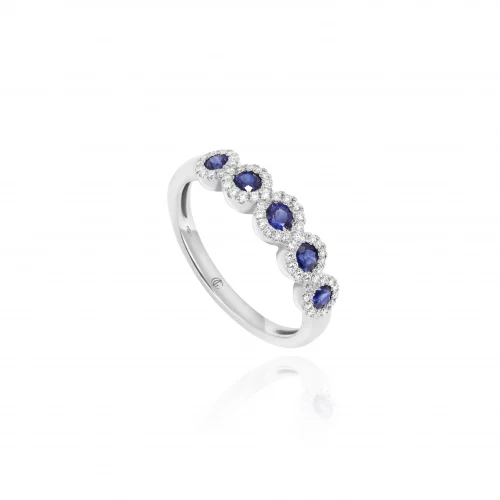 Anello Veretta con Zaffiri e Diamanti
