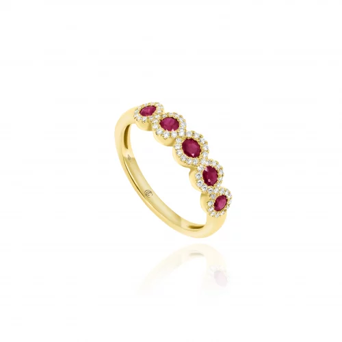 Anello Veretta con Rubini e Diamanti