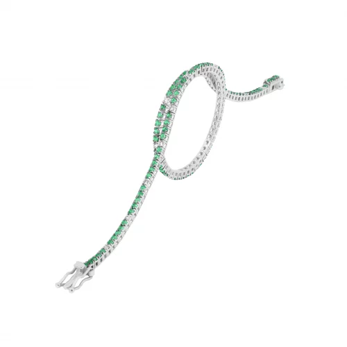 Bracciale Tennis con Smeraldi e Diamanti