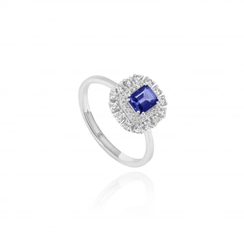 Anello con Zaffiro e Diamanti