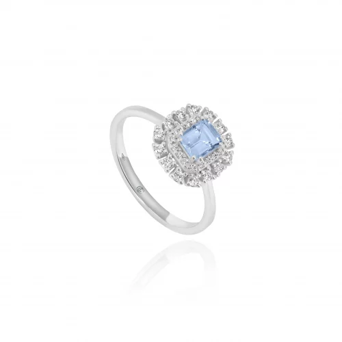 Anello con Acquamarina e Diamanti
