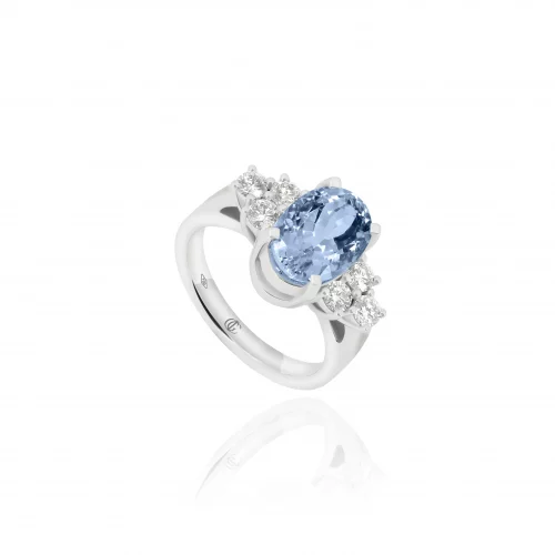 Anello con Acquamarina e Diamanti