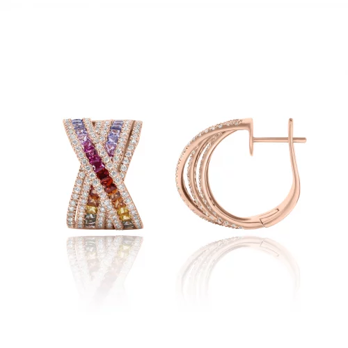 Orecchini con Zaffiri Multicolor e Diamanti