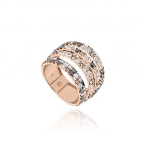 Anello Pavè a Fascia Larga con Diamanti