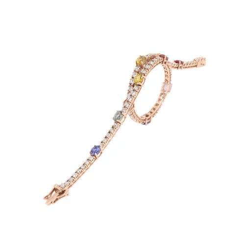 Bracciale Tennis con Zaffiri Multicolor e Diamanti